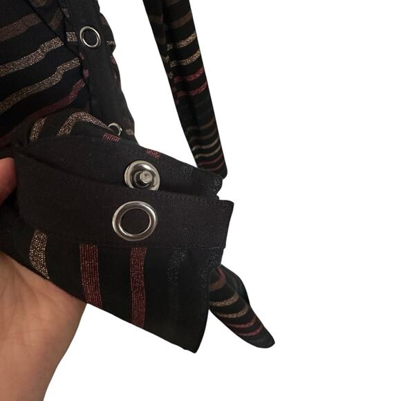 Veronica Beard Daphne Striped Metallic Long Sleeve Dress Black Multi Size Small - Picture 11 of 15